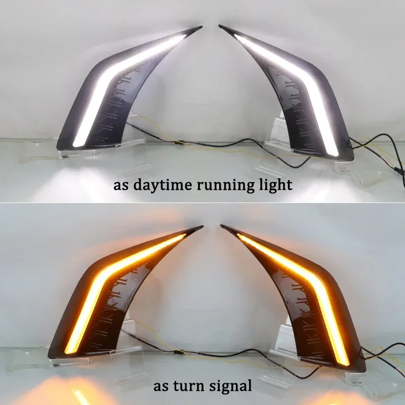 

Car LED DRL 12V Daylights For Lexus ES 2018 - 2021 2022 Yellow Turn Signal Daytime Running Headlamps Auto Driving Lamp Foglamps