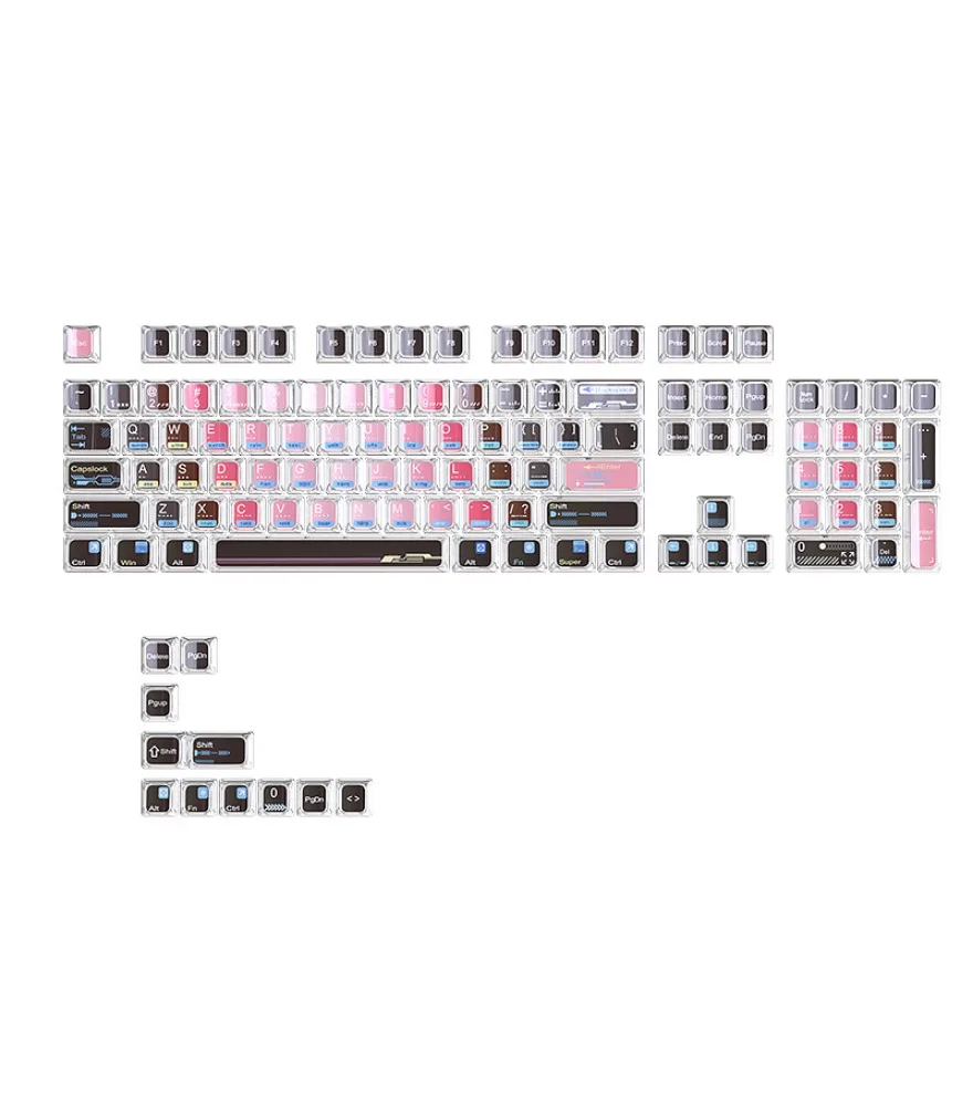 Personalized keycaps spot three-dimensional double-layer crystal keycaps MDA height 115-key small full set of transparent