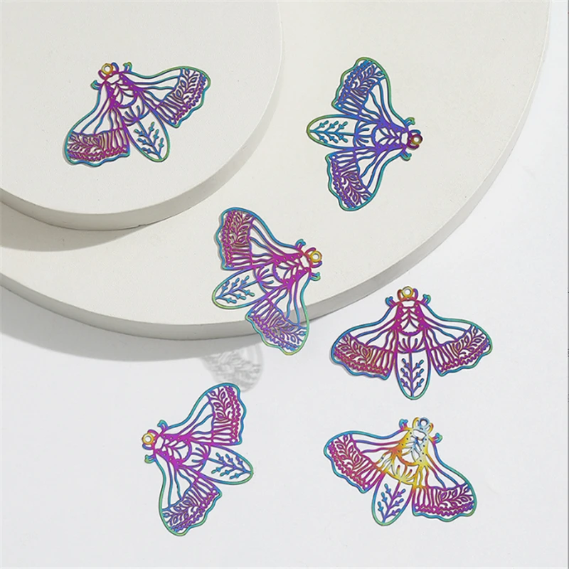 20Pcs/Lot New Creative Stainless Steel Hollow Animal Butterfly Charms Connectors DIY for Earrings Jewelry Findings Accessories
