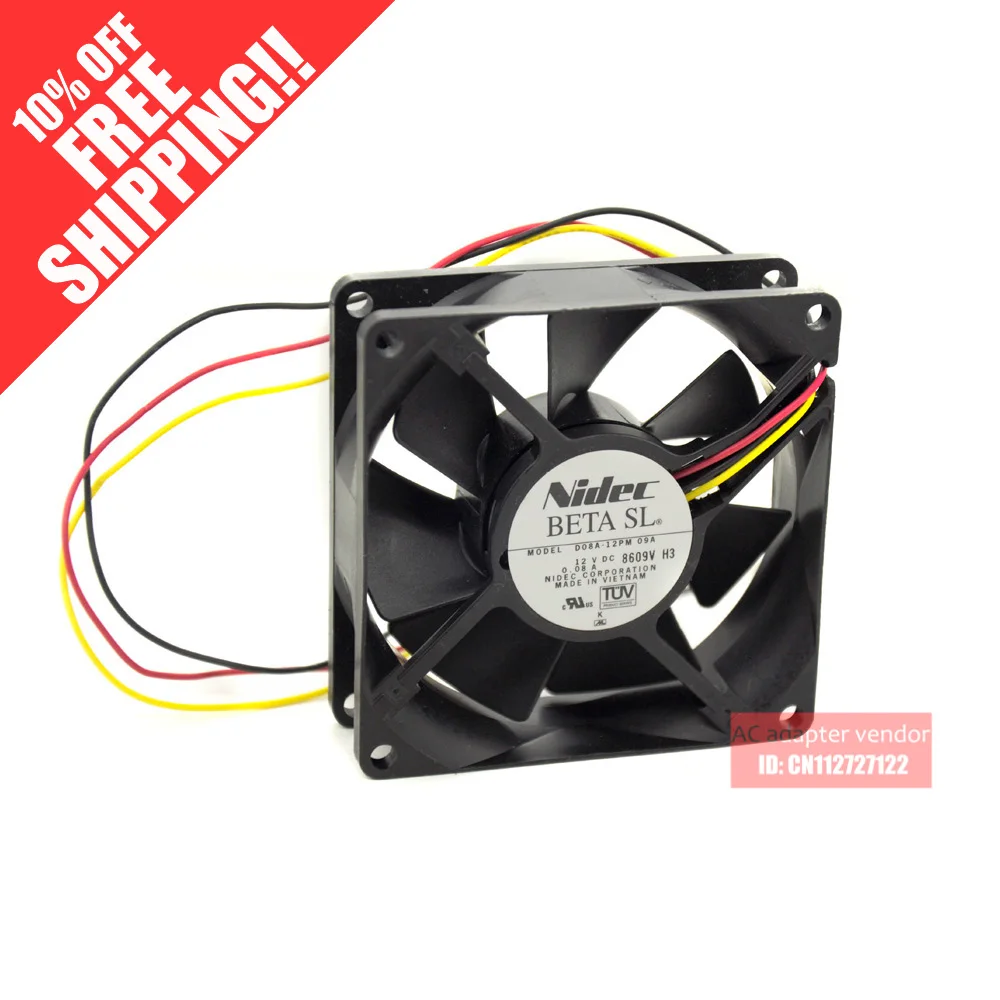 

D08A-12PM 09A NEW NIDEC 12V 0.08A 8CM 8025 silence Cooling fan
