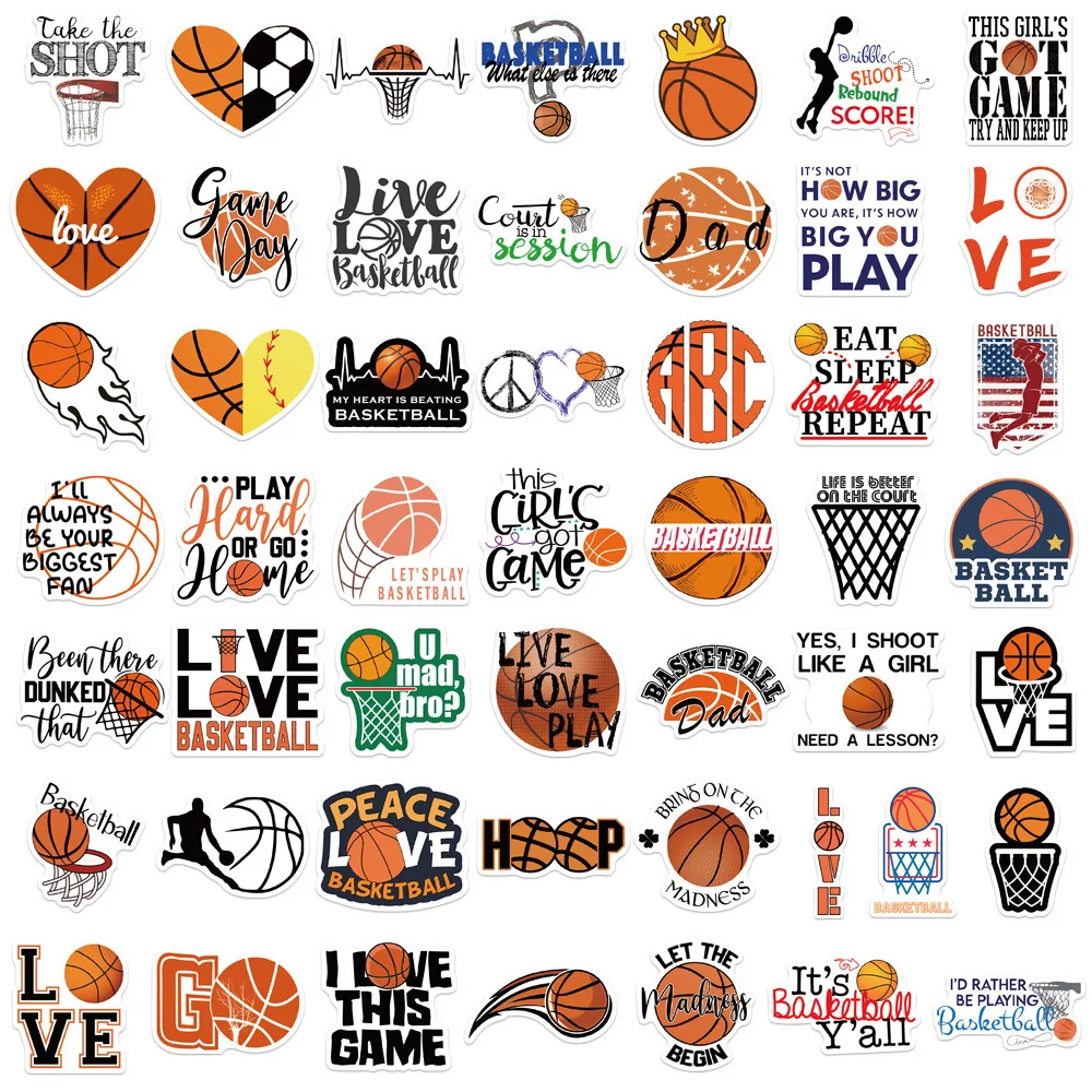 Basketball Stickers for Smart Phones, Cups, Laptops, Cars, Skateboard, notobook, Waterproof Cute Image, Graffiti Decoration, DIY