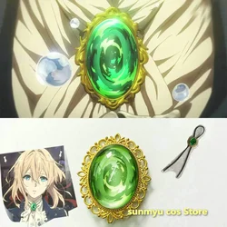 Anime Violet Evergarden Cosplay Violet Evergarden Green Brooch Necklace Cosplay Accessory Props