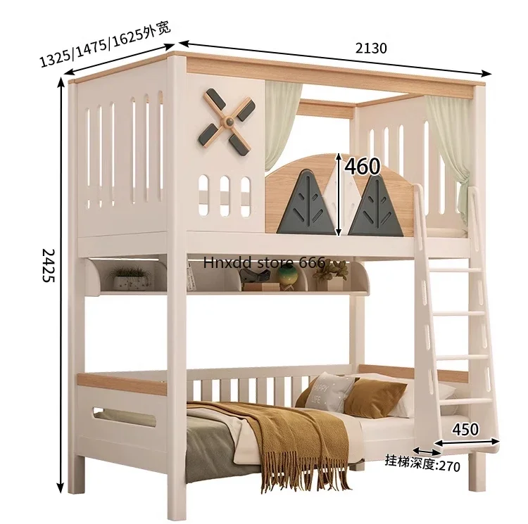 Cama cheia madeira maciça com alta Guardrail