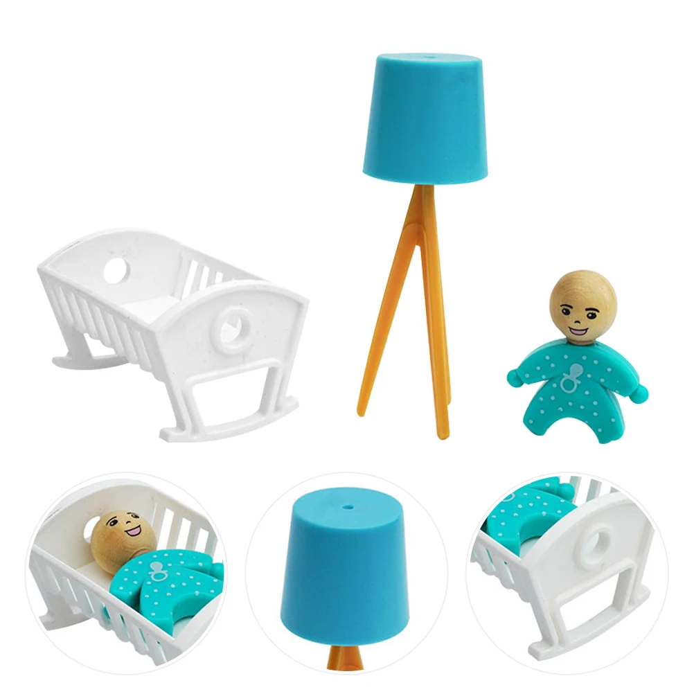 Simulated Crib Floor Lamp Decoration Mini Furniture Ornament Household White Model Baby Boy