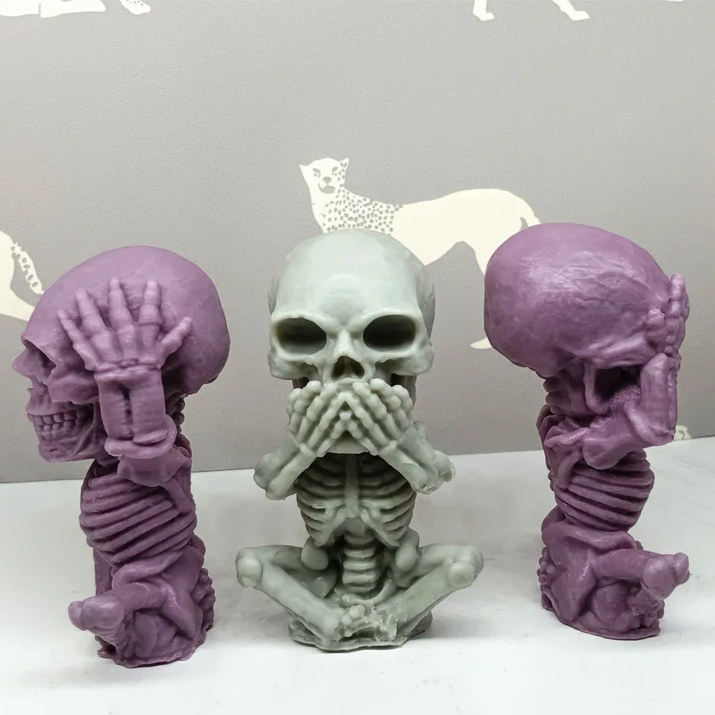

Хэллоуин забавный череп силиконовая форма 3D сложенный череп свеча мыло штукатурка ремесла формы из смолы домашний декор Хэллоуин инструмент для изготовления подарков