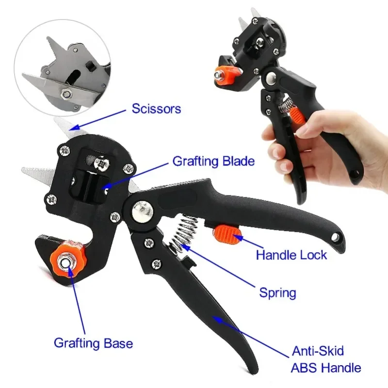 2-in-1 Grafting Tool Kit Garden Pruner Tools with Replacement Blades Plant Branch Vine Fruit Tree Cutting Tool Kits Scissors