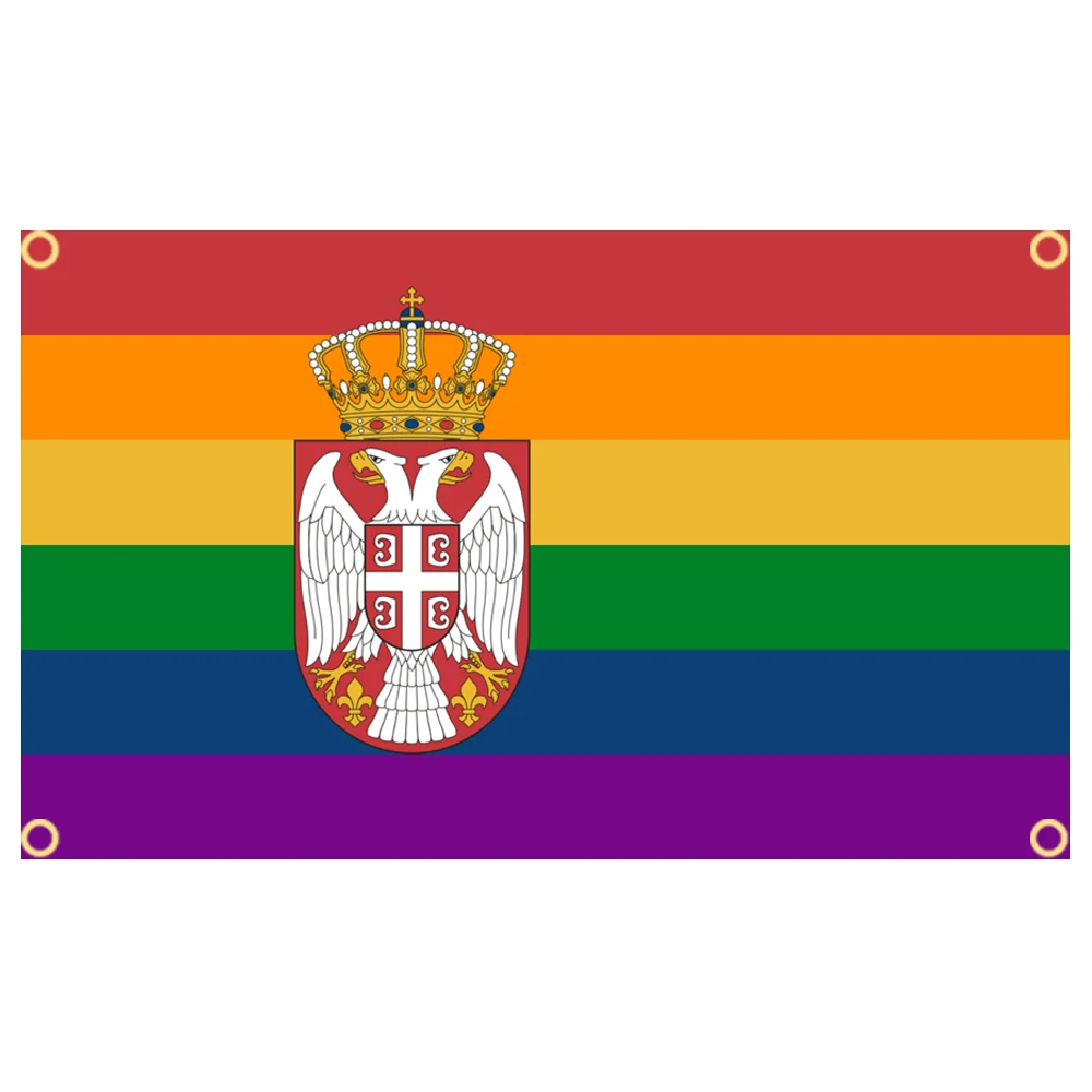 60×90 90x150 120×180CM Serbia Gay Pride Flag Polyester Printed Banner Tapestry For Decor