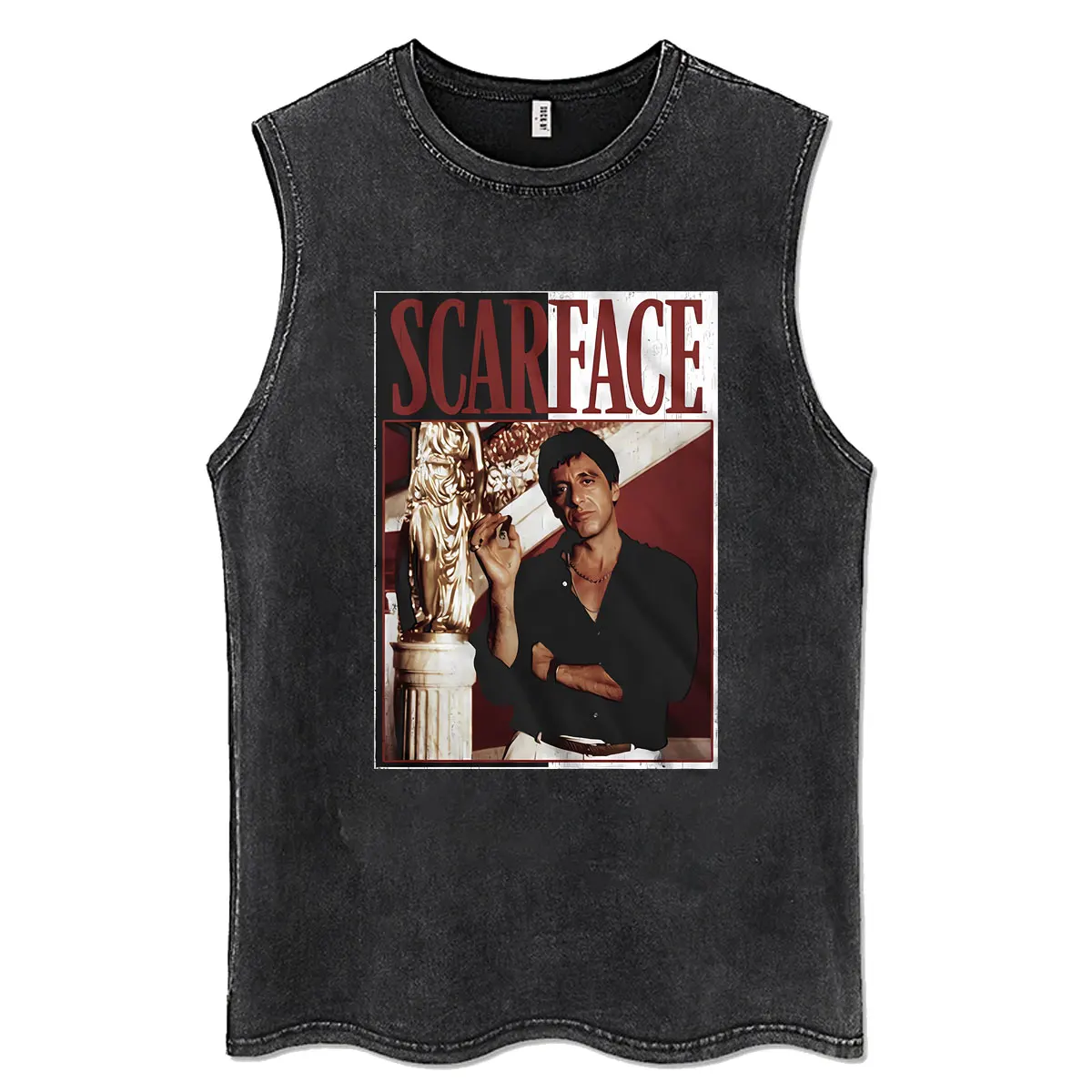 Classic Gangsters Movie Scarface Vintage Washed Tank Tops Tony Montana Al Pacino Sleeveless T-shirt Men Retro Gothic Rock Tshirt