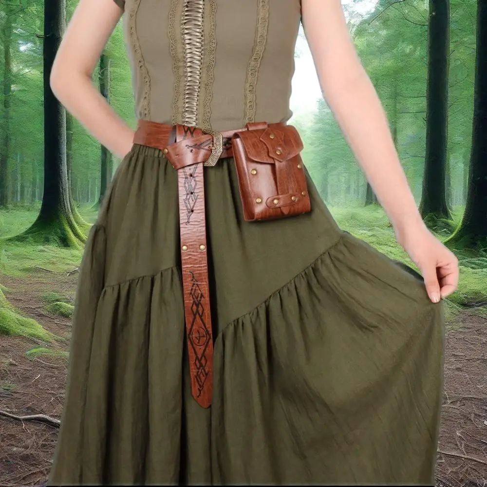 

2pcs Medieval Renaissance Belt and Pouch Set - Vintage Style for Halloween Decor, Punk Cosplay Costumes