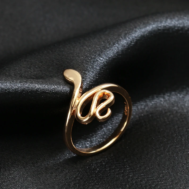 SYOUJYO Gothic Snake Ring With 585 Rose Gold Color Simple Glossy Fashion Punk Finger Rings Heavy Metal Rock Style Animal Jewelry