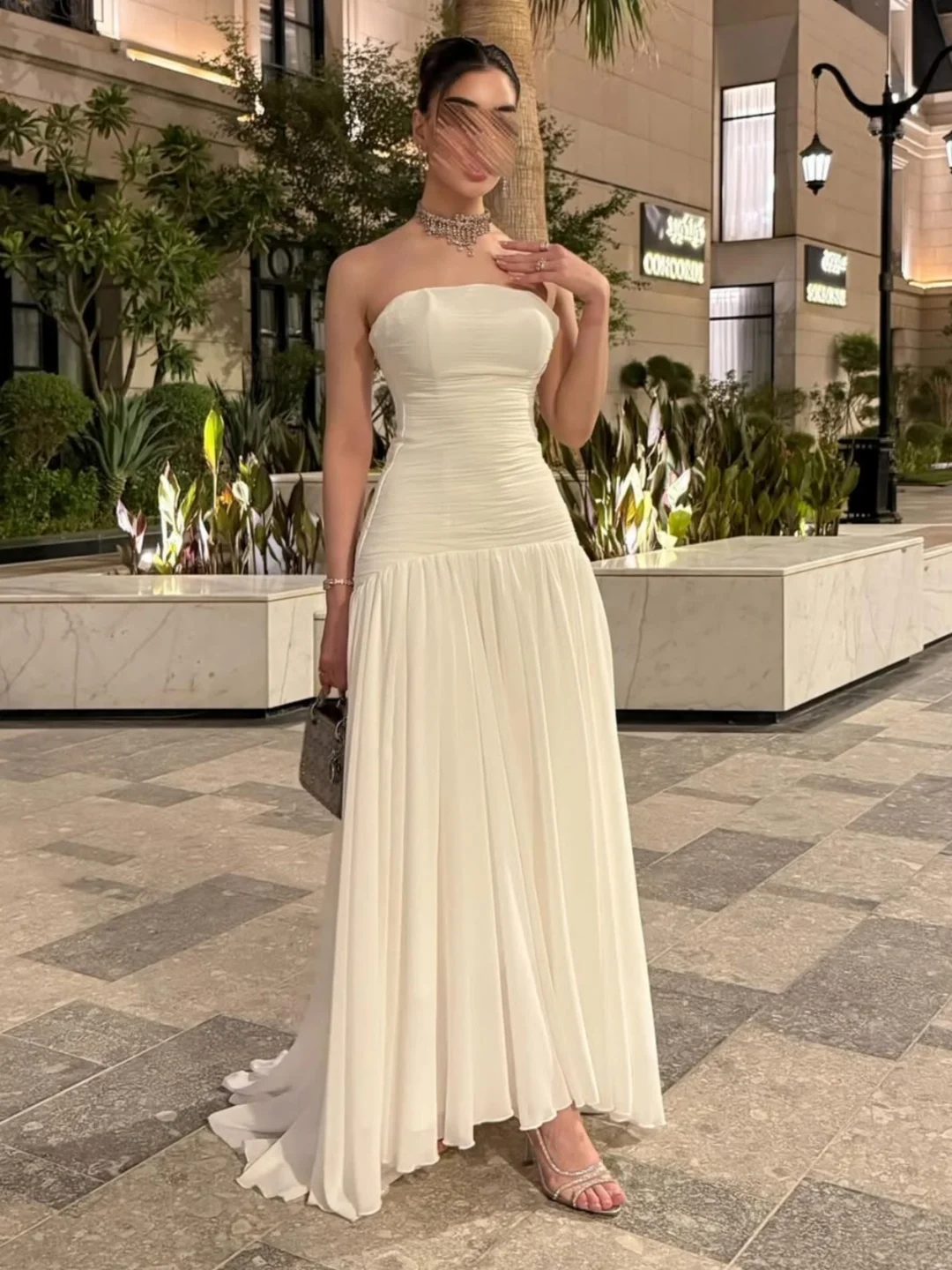 

Индивидуальные вечерние платья без рукавов без бретелек, платья для выпускного вечера, плиссированные шифоновые вечерние платья до щиколотки для женщин