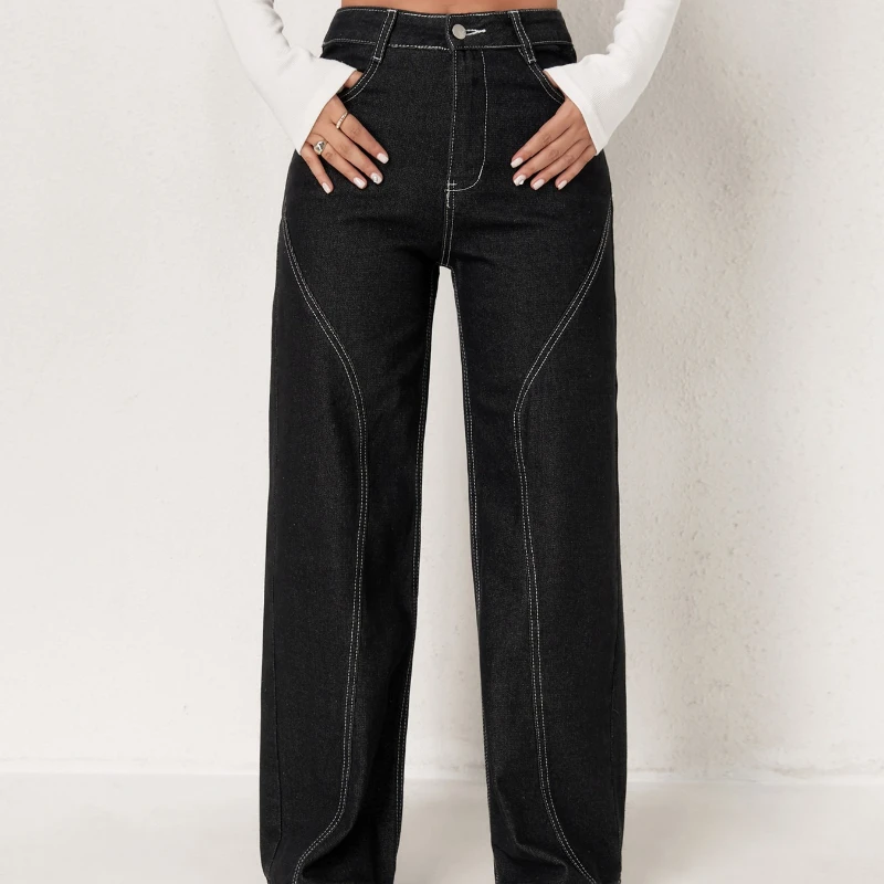 Cargo Pant Women Jeans Vintage Wide Leg Long Pants Denim Slim Fit High Waist Straight Trousers Y2k Streetwear Elegant Summer