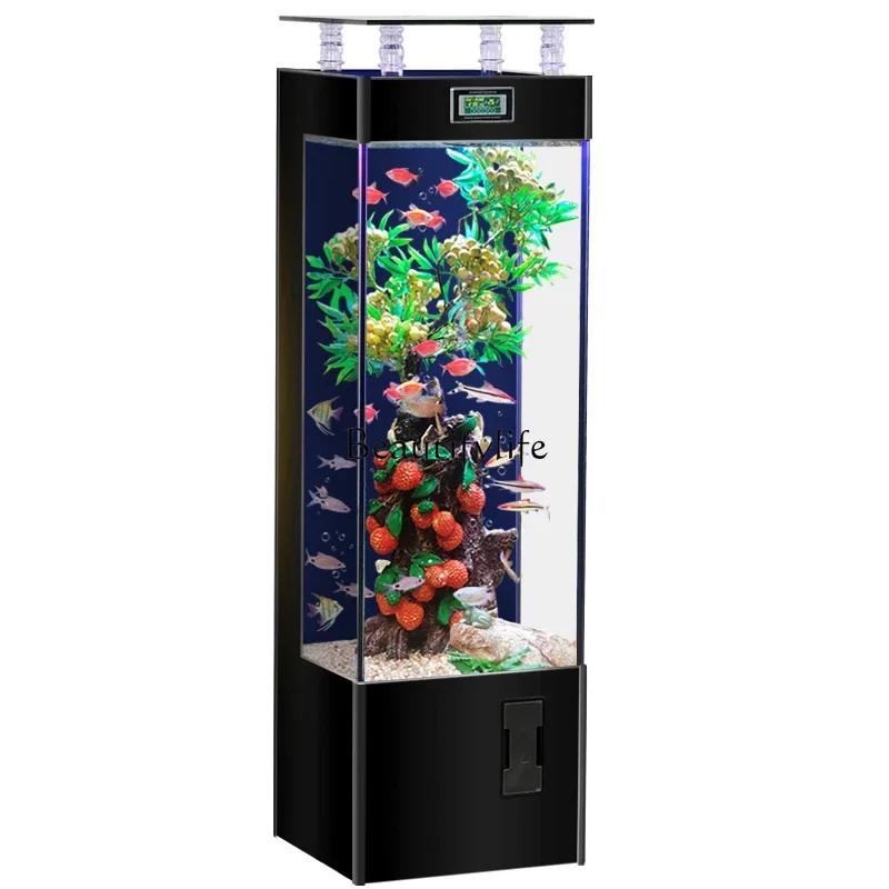 

FG40Living room small and medium-sized ultra-white glass ecological goldfish tank lazy aquarium free of water change