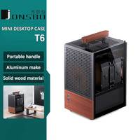 JONSBO T6 ITX PC Case Mini Tower Aluminum Chassis with Multifunctional Handle Solid Wood Veneer SFF PC Case MB:DTX/ITX PC Case