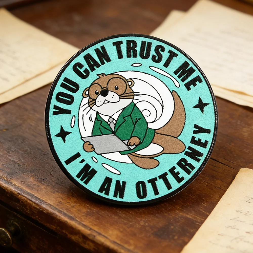 You Can Trust Me I'M An Otterney Otter-Shaped Brooch Otter Holding A Tablet Humorous Pin Backpack Hat Outfit Lawyer Law Student