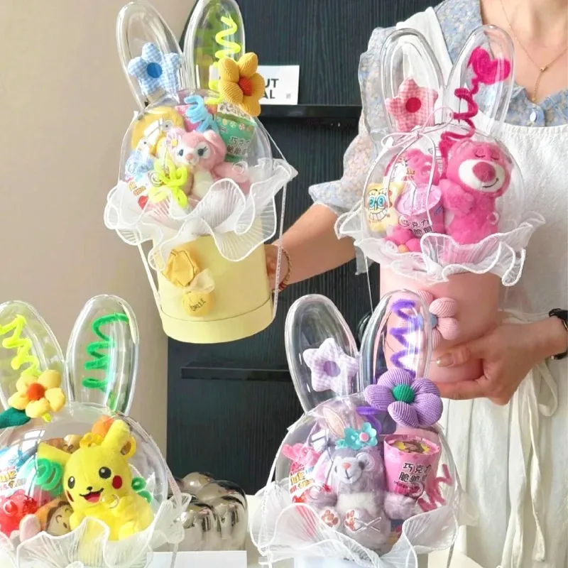 Crystal Rabbit Treasure Deer Bear Bobo Ball Transparent Pack Flower Artifact Bouquet Packaging Handmade DIY Internet Celebrity