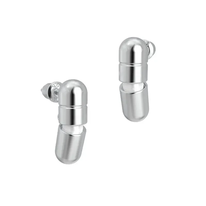 

Vintage Fashion Simple Pill Ear Studs Unisex Silver Color Short Ear Studs Banquet Jewelry Accessories Gift