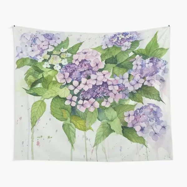 Lavender Lace Cap Floral  Tapestry Mat Room Travel Living Towel Art Printed Hanging Blanket Home Beautiful Bedspread Decor Wall