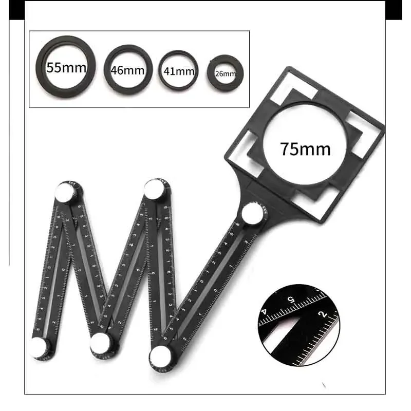 

Universal Ruler Six-Sided Measuring Instrument Template Angle Tool Mechanism Universal Fold Ruler Tile Hole Locator