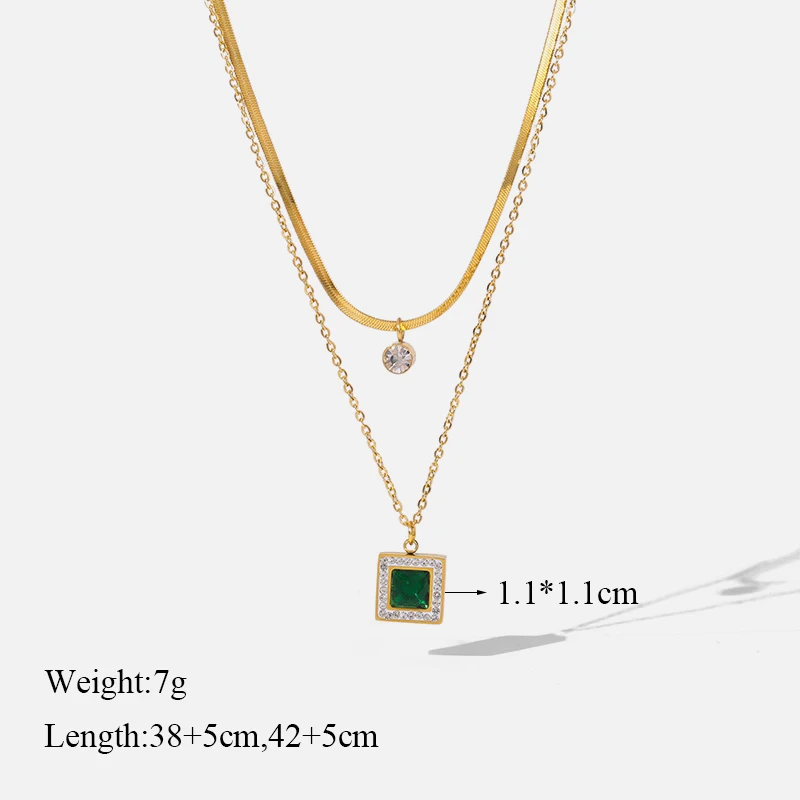 EILIECK 316L Edelstahl Halskette mit grünem Zirkonia-Kristall für Damen, modische Luxus-Kette, Choker-Schmuck, Party- und Hochzeitsgeschenke – Detail 20