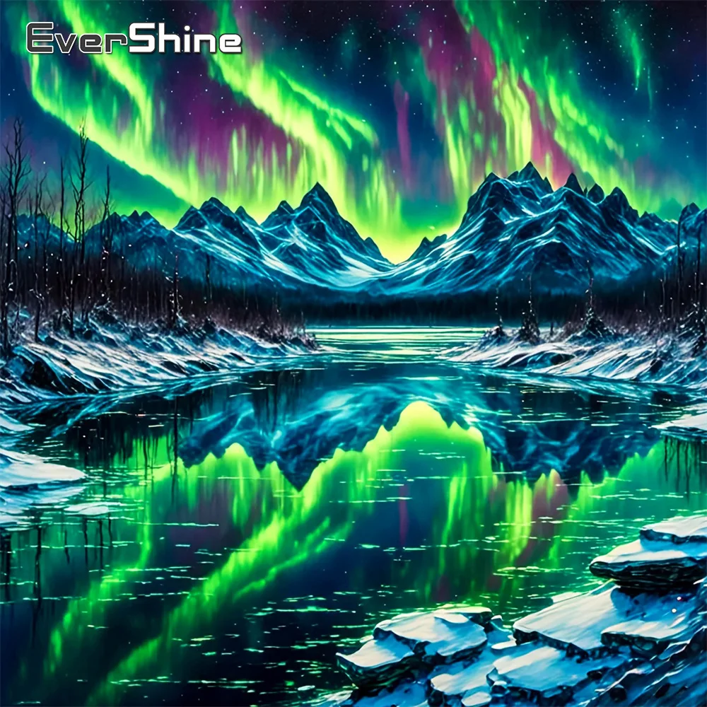 Evershine Diamant Stickerei Aurora Vollquadrat Bohrer Malerei Landschaft Strass Mosaik Berg Kit 5D DIY Home Decor