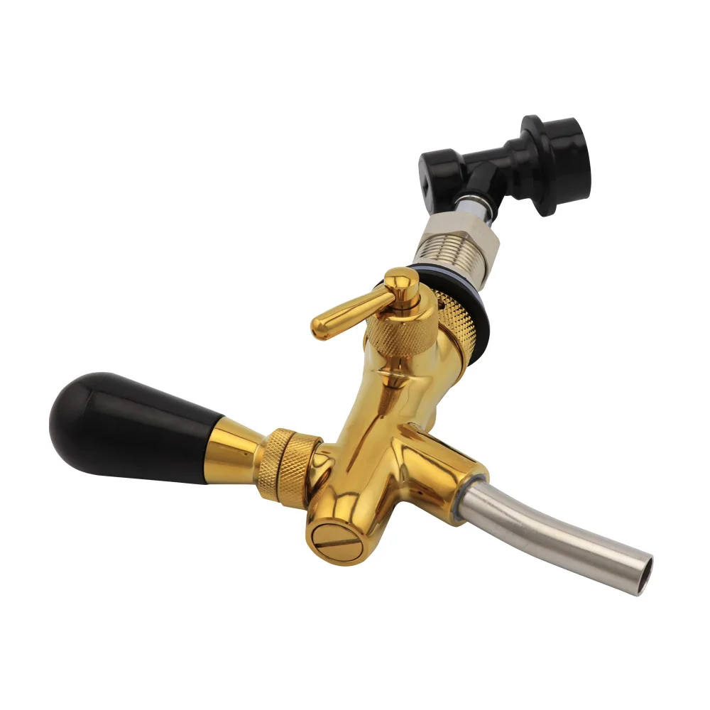 Golden Adjustable Beer Faucet Beer Shank Dispenser Tap With Ball Lock Disconnect Liquid for Home Brewing Cornelius Keg