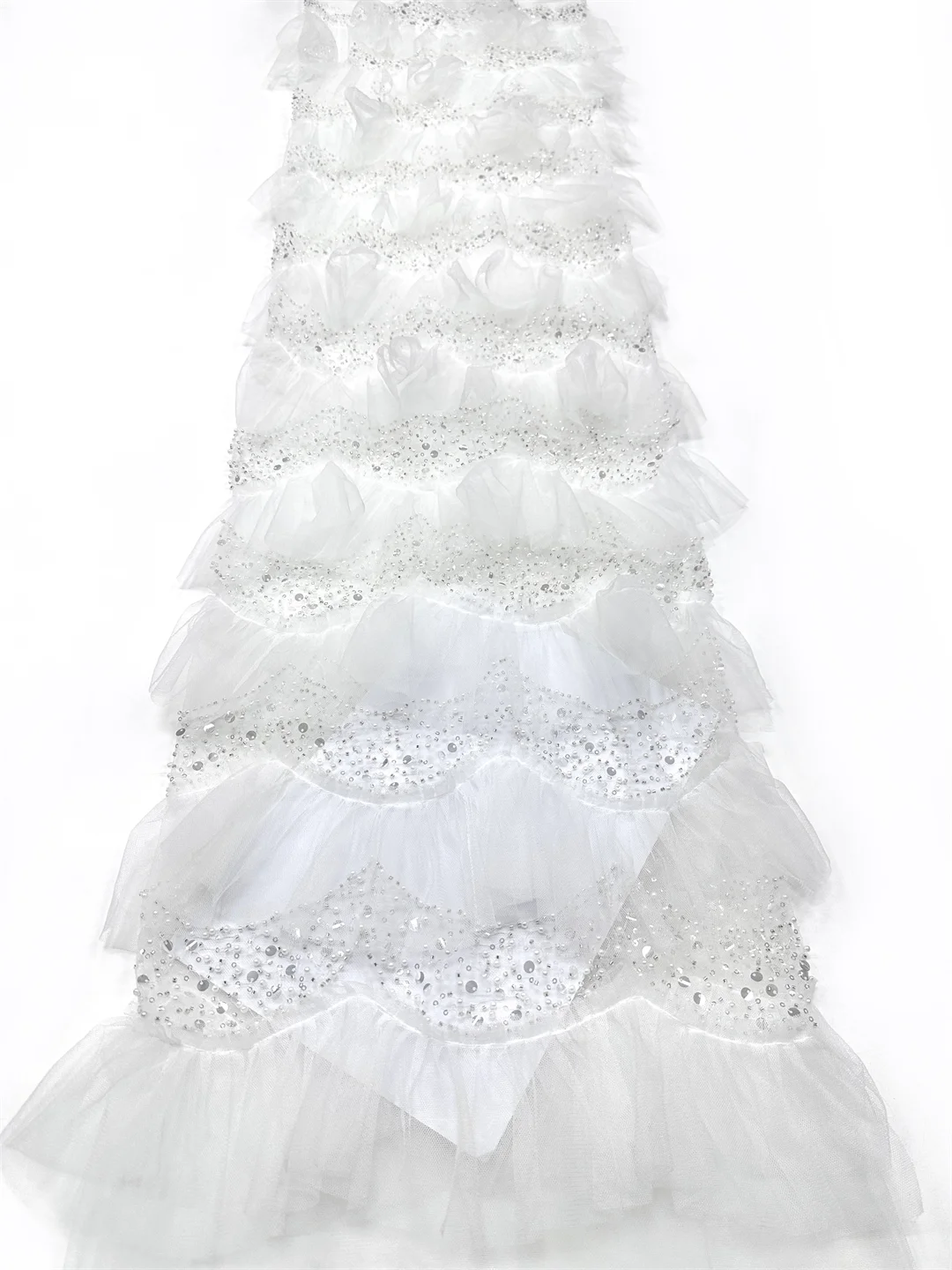 Nigerian African French Guipure Tulle Lace Fabric Sequins Beaded Embroidery For 2026 Luxury Wedding Party Evening Dresses 5 Yard