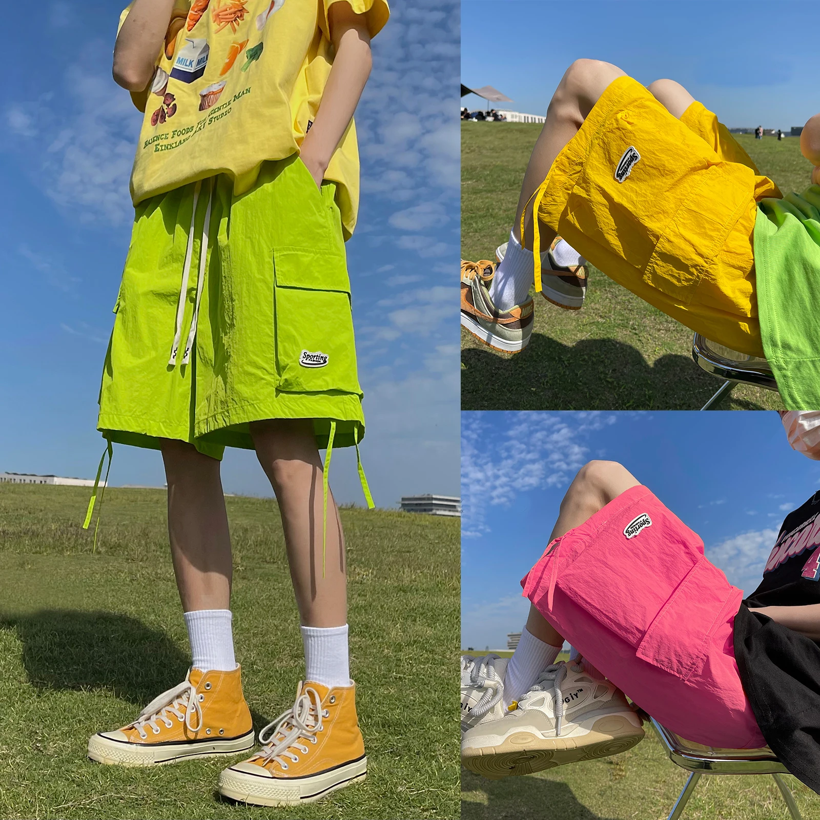 

Мужские летние повседневные спортивные брюки-капри Avocado een Workwear для уличной моды, быстросохнущие, для баскетбола, модные, молодежные