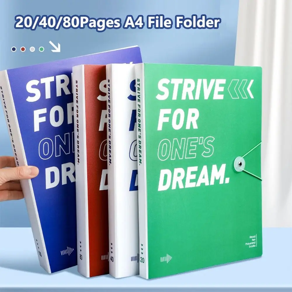 Folder File A4 20/40/80 Halaman, Tas Penyimpanan Kertas Tes Tebal Tahan Air, Kapasitas Besar, Desain Sampul Bahasa Inggris, Pengatur Dokumen