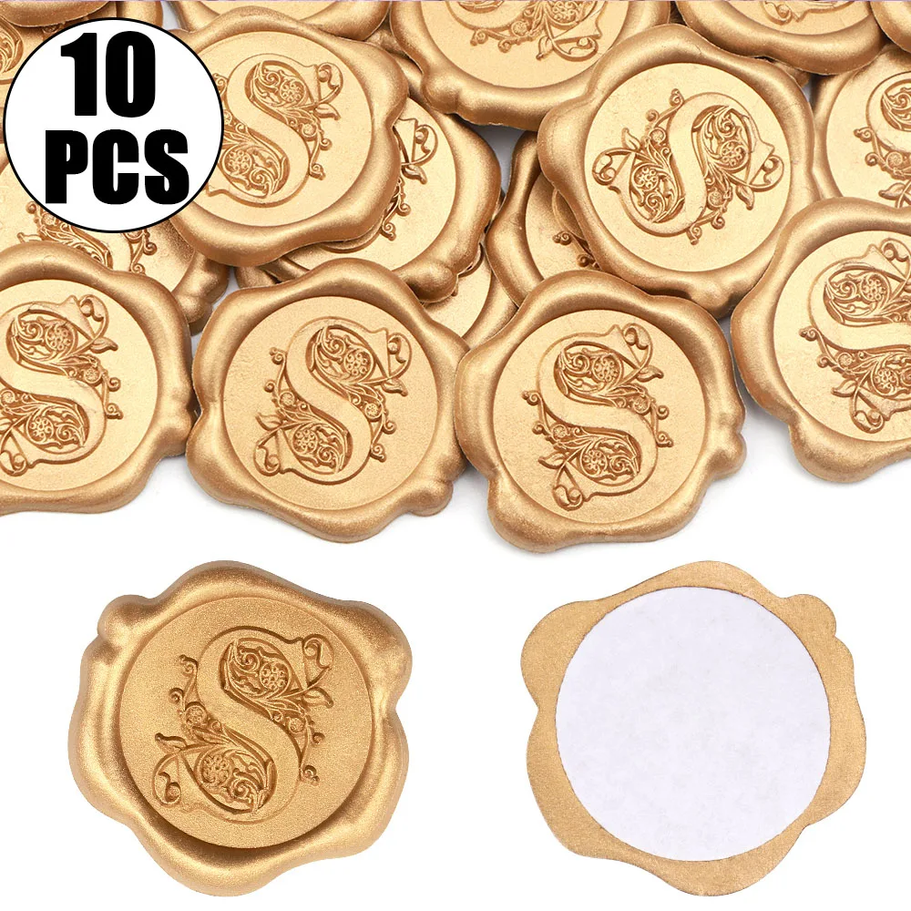 

10pcs Letter S Pattern Wax Seal Stickers Handmade Envelope Seals Self Adhesive Wax Stickers for Wedding Party Envelope Gift Wrap