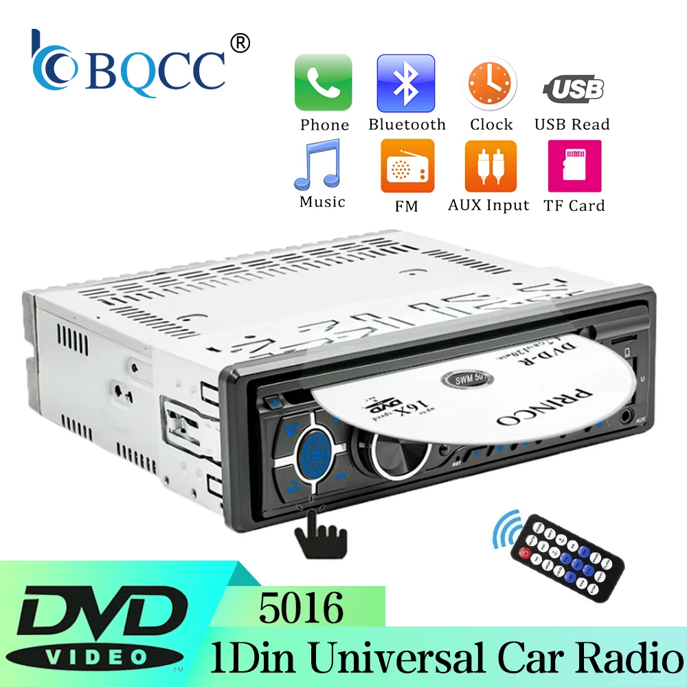 

BQCC 1Din Car DVD Player BT FM RDS Voice Assistant Vehicle Locator Anti-Lost Wiring Protection Car Stereo Radio