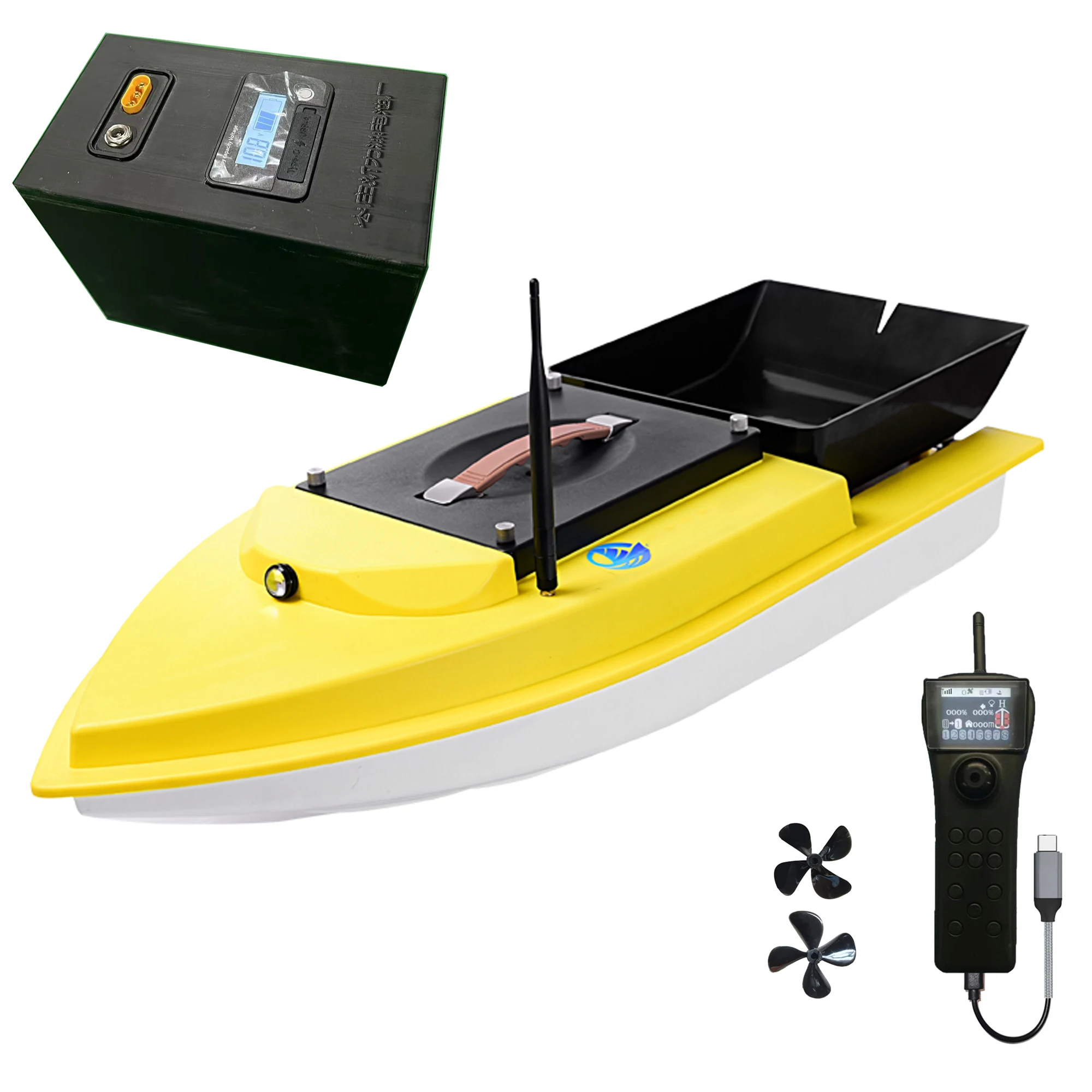 

S90 Brushless Motor Super Speed Saltwater RC Fishing Bait Boat with GPS for Surf Fishing With 60000mah Battery