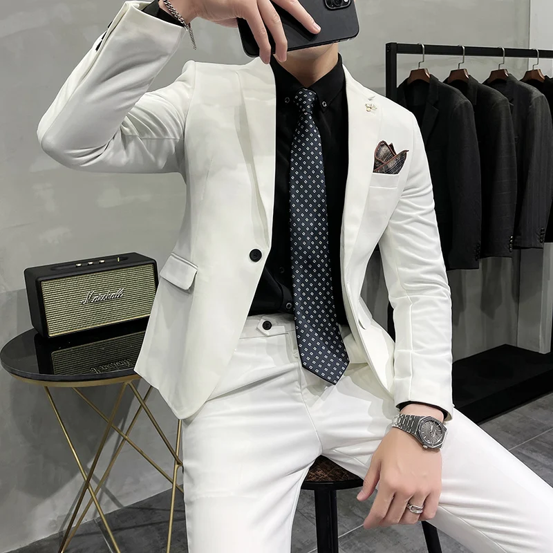 

Men's Suits 2 Pieces 2022 New Formal Slim Fit Blazer Casual Prom Business Dress Best Men Wedding Tuxedos Fashion (Blazer+Pants)