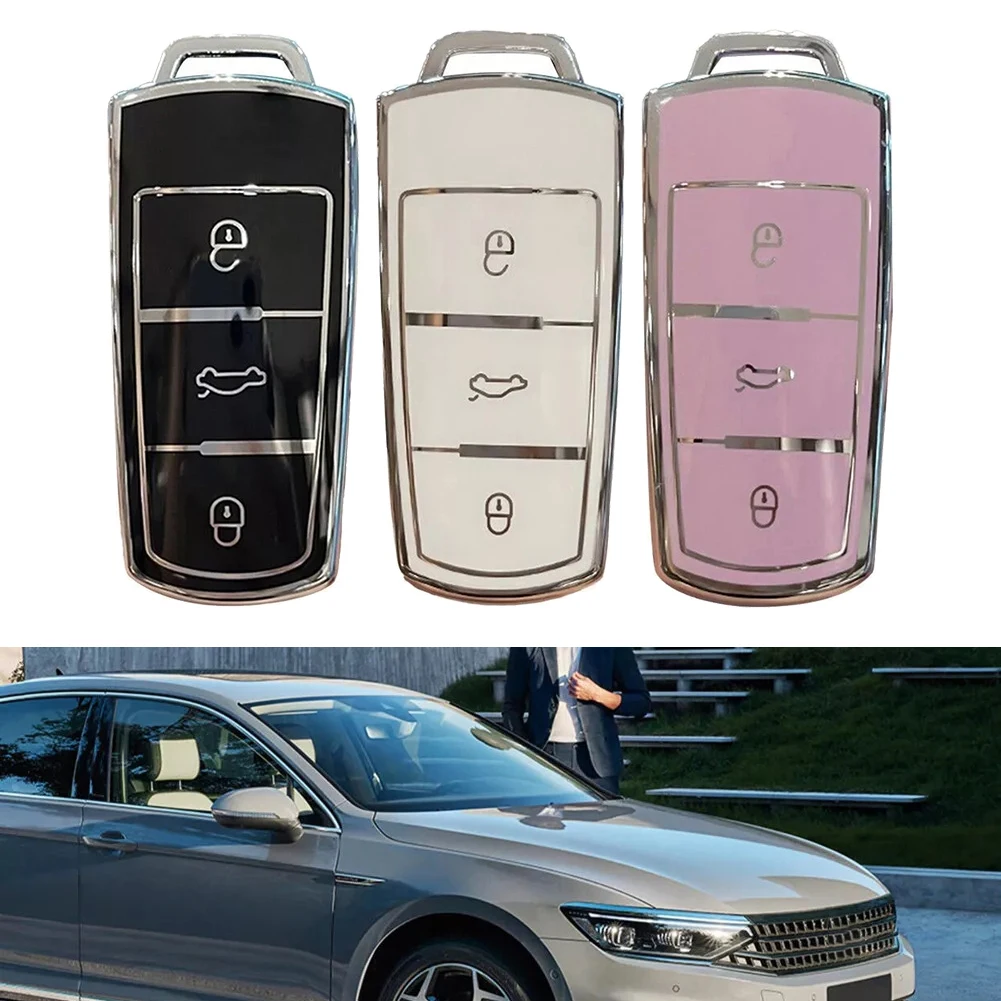 TPU Car Auto Key Case Cover Key Protect Cover Car Remote Key Case Cover Shell For Passat B6 B7 3 Colors Car Accessories