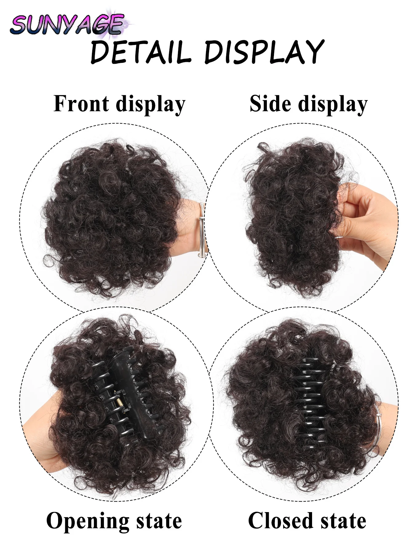 الاصطناعية كبيرة الأفرو نفخة كبيرة انتزاع كليب ذيل حصان غريب مجعد كعكة براعم الشعر قطعة كليب في ملحقات أوبدو للنساء السود