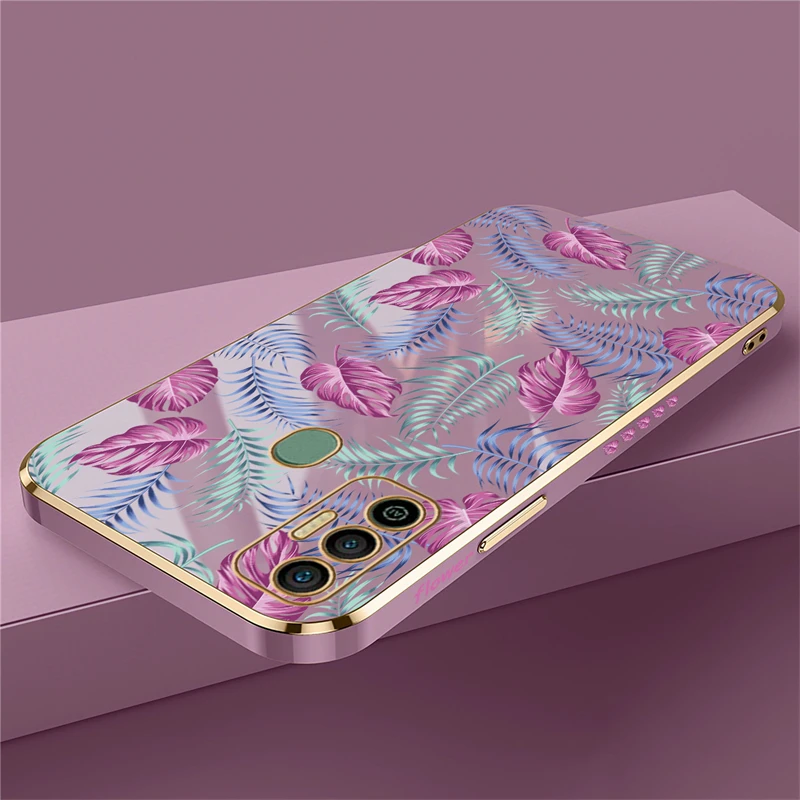 Leaves Case For infinix Smart 8 7 6 Zero X Neo Ultra Note 40 Pro 30 VIP 12 G96 G88 11 10 Pro 8 8i Plating Silicone Soft Cover