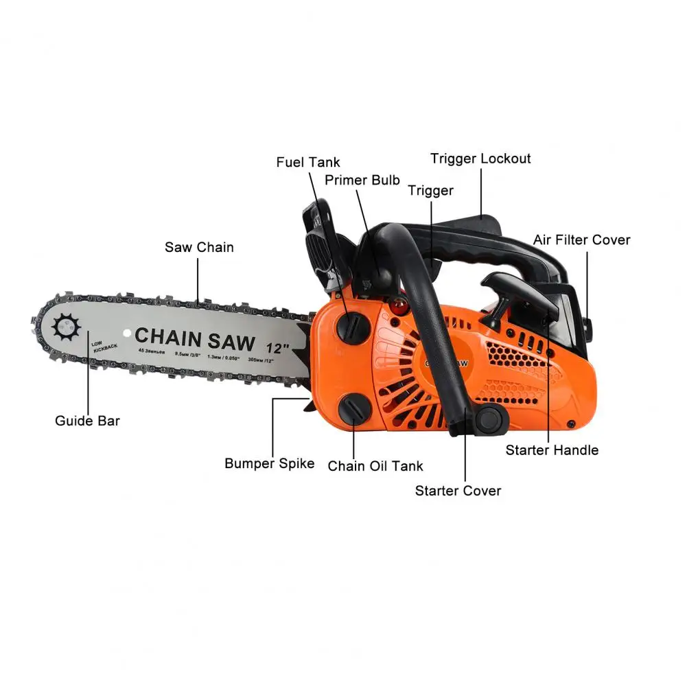 25.4cc Gas Chainsaw 2-Stroke Portable Chain Saw Handheld High-Power Logging Saw Home Gas Small Garden Saw Outdoor Tools