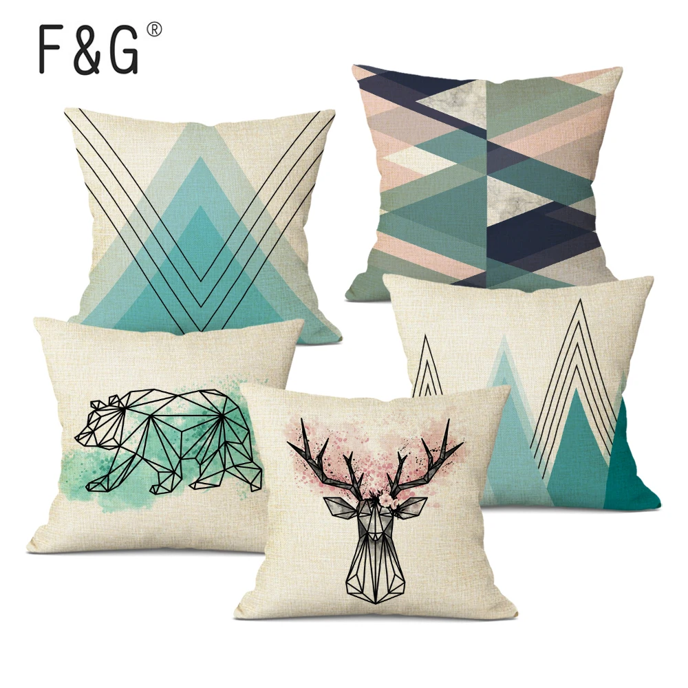 

Nordic Pop Geometry Cushion Cover Home Decorative Pillows Animals Car Sofa Throw Pillows Linen Print Custom Pillowcase