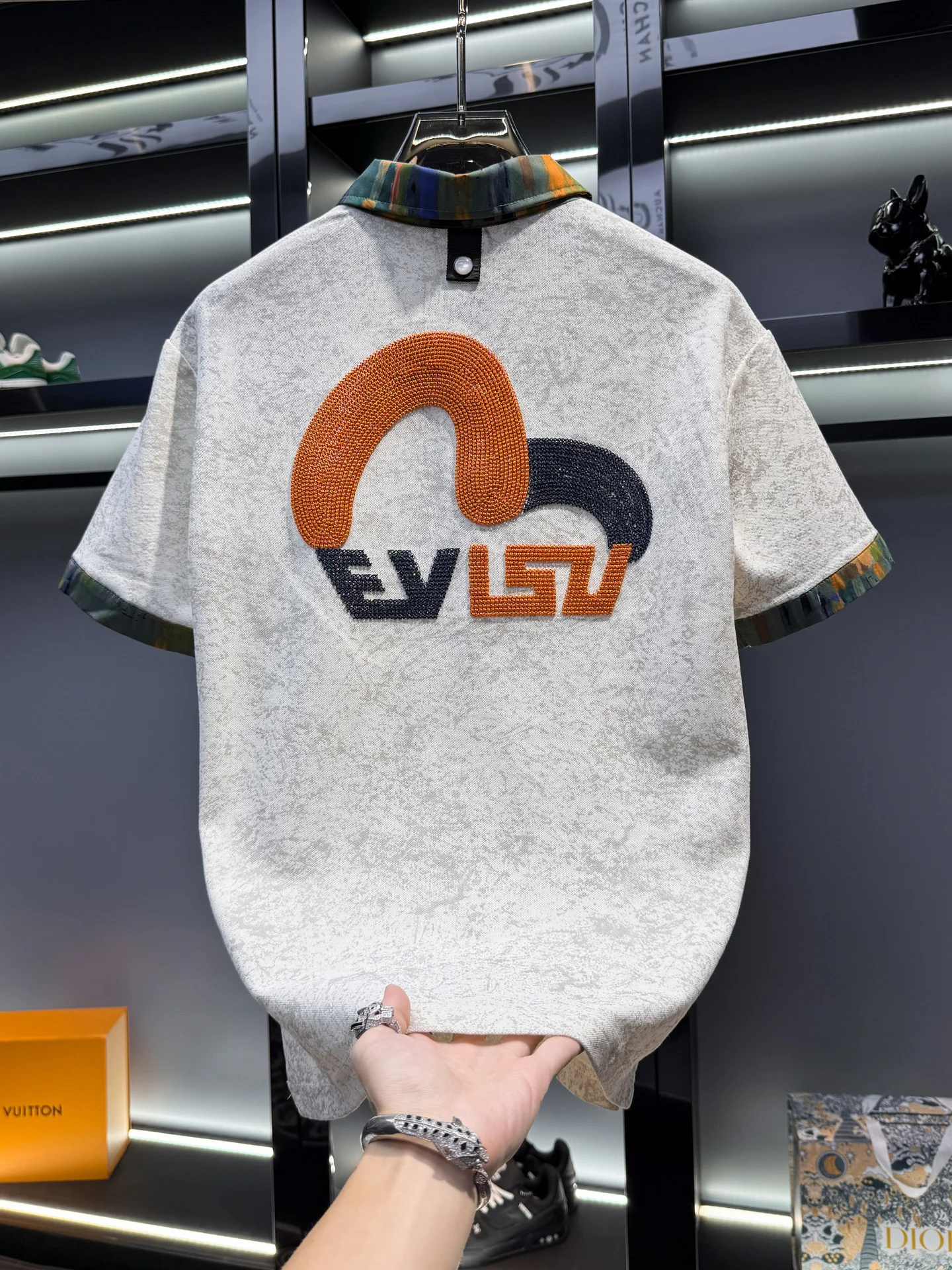 

Мужская модная летняя дышащая футболка с вышивкой и отложным воротником