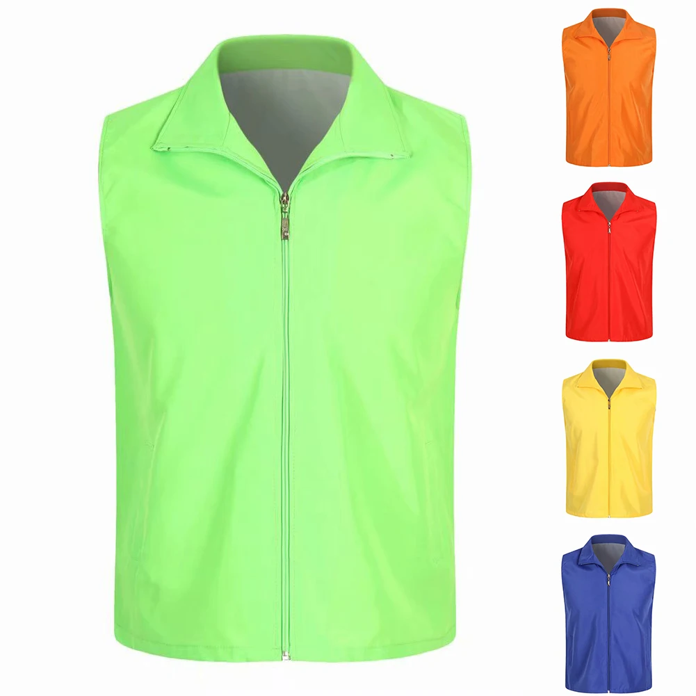 Unisex Casual Zip-up Waistcoat Gilet Vests Jacket Sleeveless Fishing Outdoor Cleaner Volunteer Sport Vest Coat For Men Women