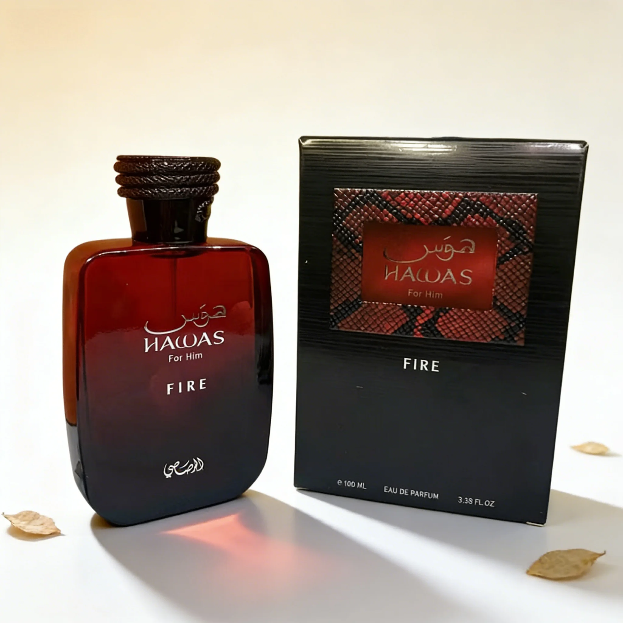 

Hawas Fire For Him Men's Perfume 3.38oz, Warm Amber & Tobacco Aroma, Refined Sophisticated Scent