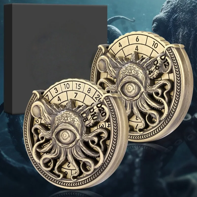 FUN HO EDC Octopus Eye Digital Game Dice Spinner Fidget Spinner Metal Stress Relief Toy
