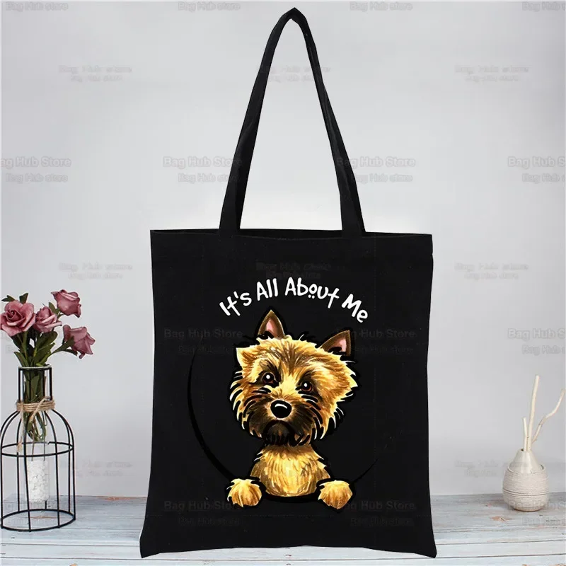 La vida es mejor con un estampado de Cairn Terrier, bolsa de lona artística, bolsas de compras con estampado simple, paquete informal para chicas