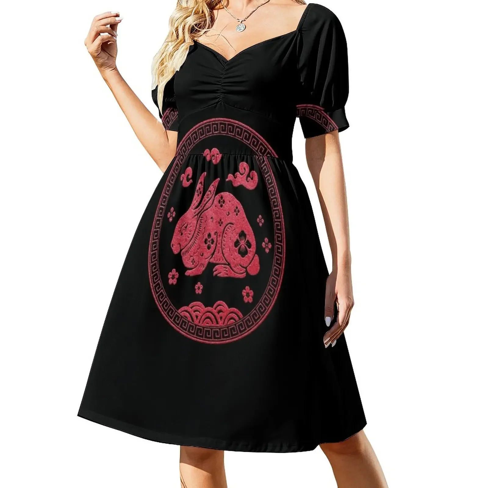 

The Year of the Rabbit Short-Sleeved Dress elegant women's dresses for wedding Woman dresses
