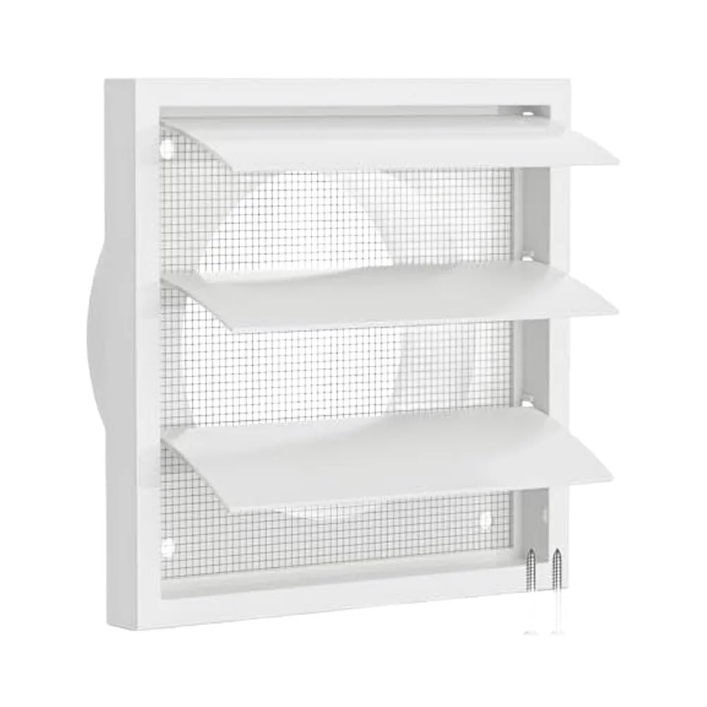 Ventilation Grille Cover with Gravity Closing Louvers for Garage Wall Attic Exterior Use Plastic White 140mm 175mm 228mm
