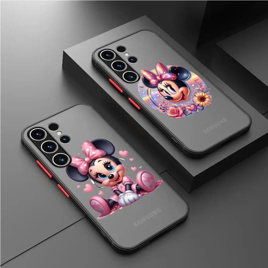 Disney Mickey Minnie Lover Matte Case For Samsung Galaxy S24 S22 S23 S20 S21 FE S10 Plus Capa Note 20 Ultra 10 Lite Phone Fundas