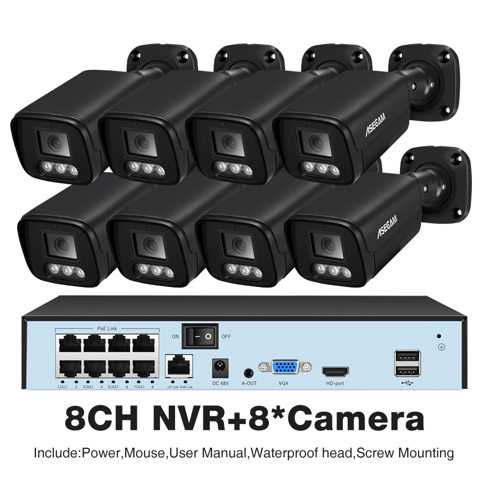 8MP 4K POE NVR Security Camera System Kit