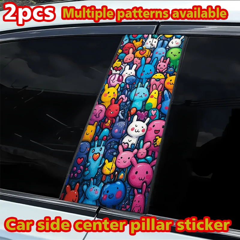 

2pcs car center pillar protection stickers Cartoon Rabbit Pattern scratch resistant film