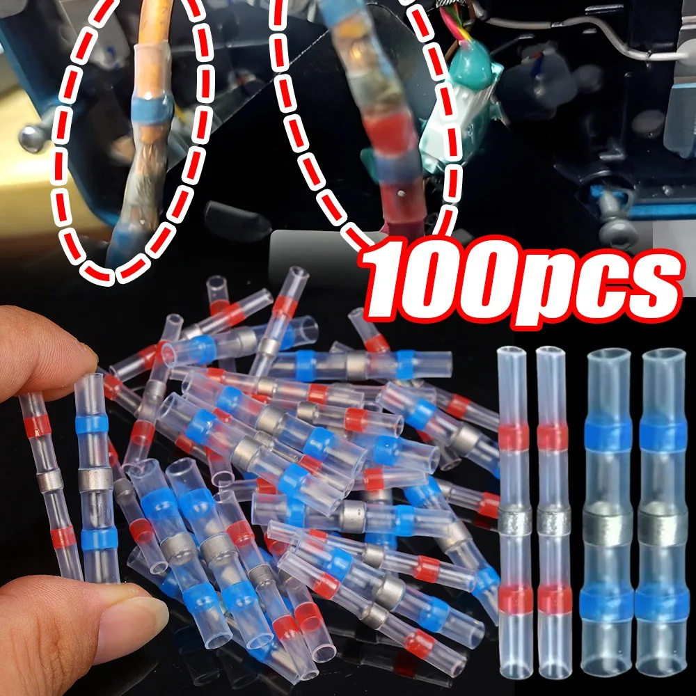 

Solder Seal Wire Connectors Waterproof Heat Shrink Electrical Terminals Insulated Solderless Butt Splice Automotive Boat Repair