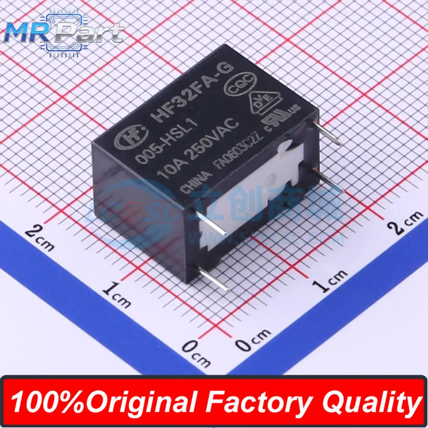 5 Pieces HF32FA-G/005-HSL1 Ultra Small Medium Power 5V Relay 10A 250VAC 5VDC Single Pole Single Throw - Normally Open 4 Pins